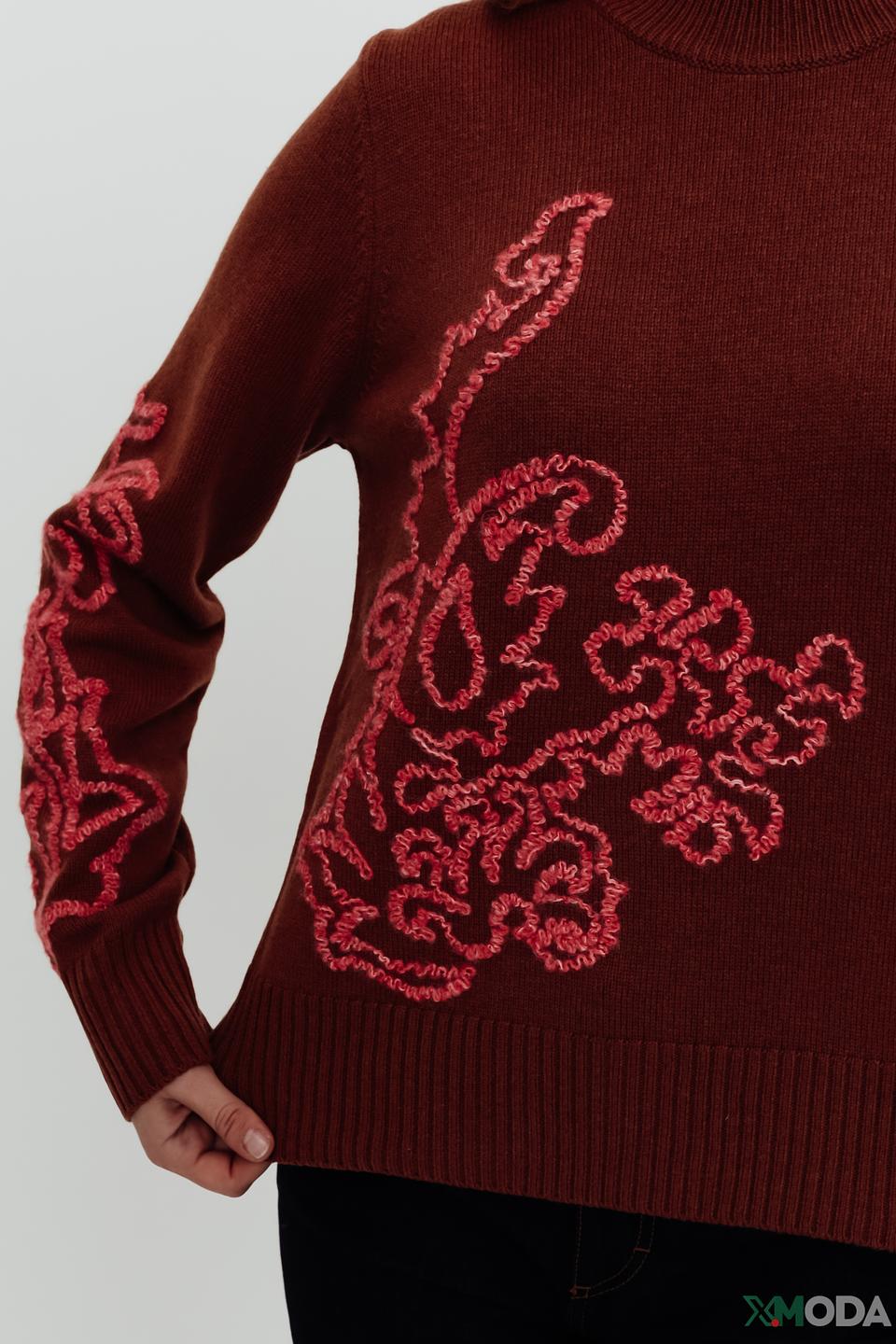 Джемпер Penny Black с вышивкой терракотовый