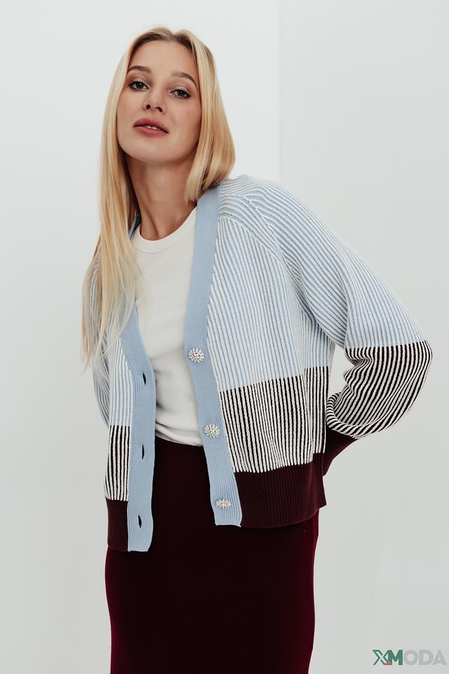 Кардиган Taifun в полоску голубой