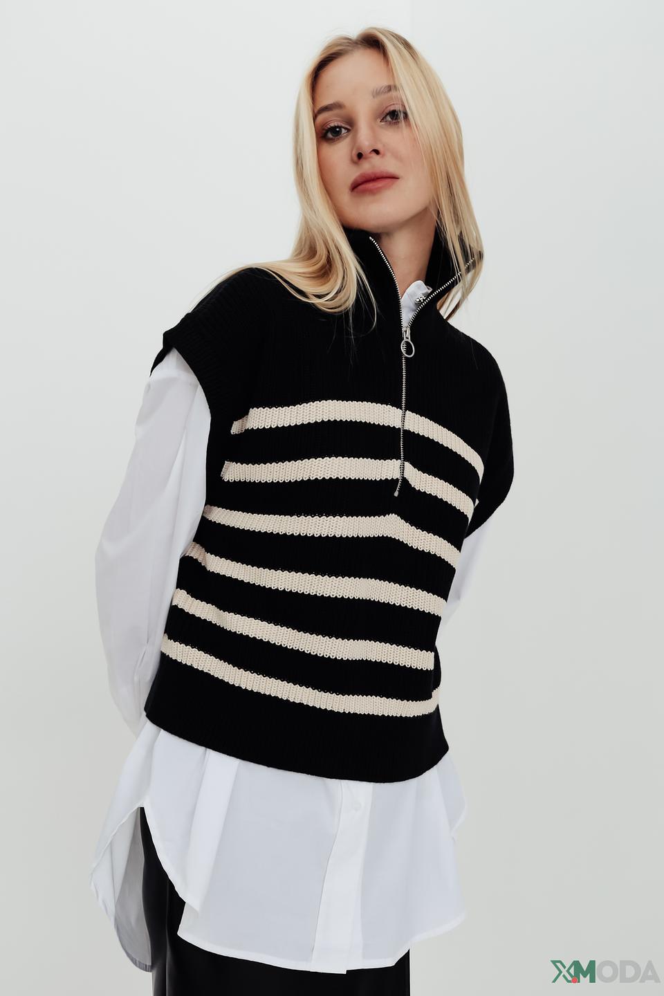 Жилет Taifun в полоску чёрный