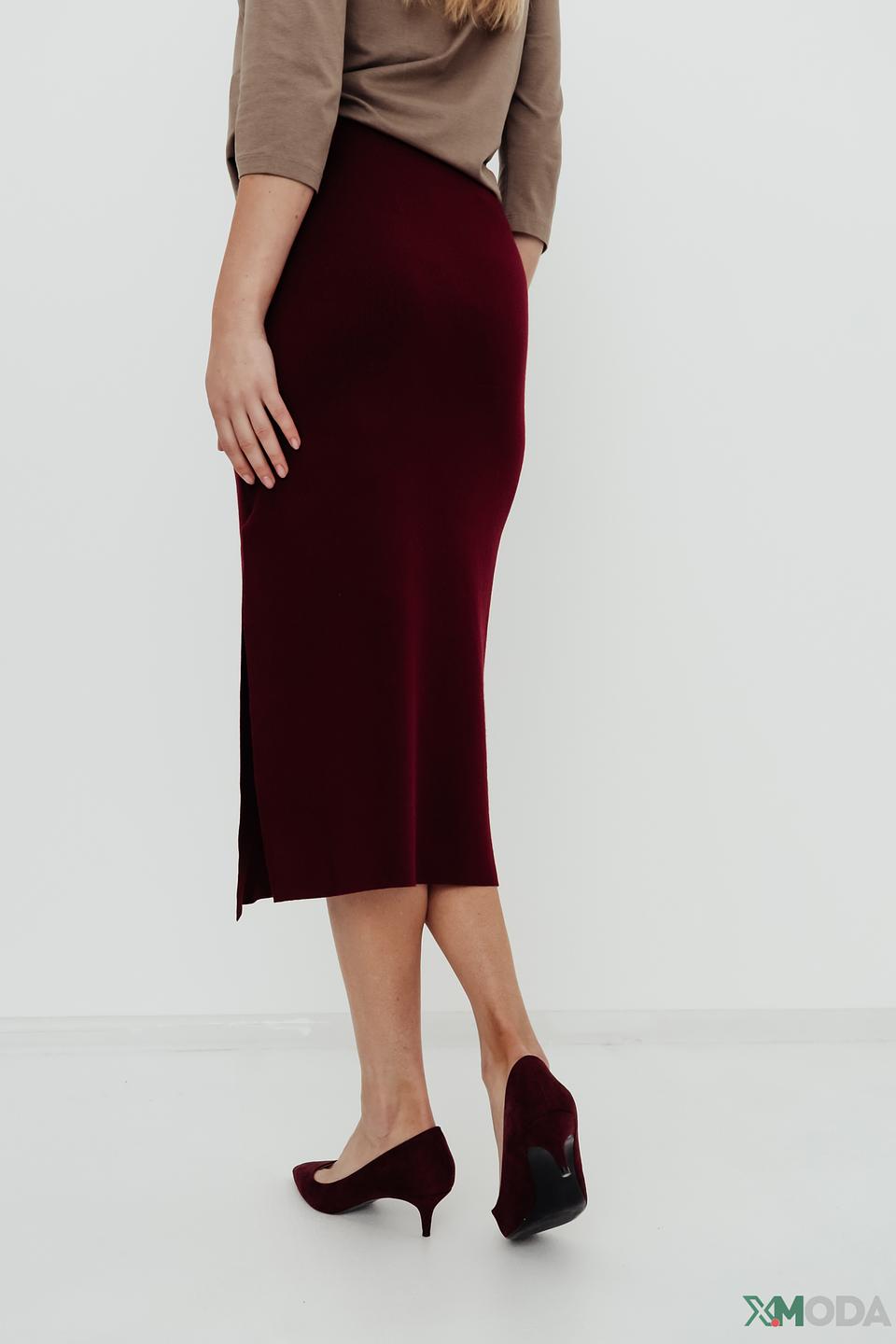 Юбка Kaos женская бордовая с разрезом