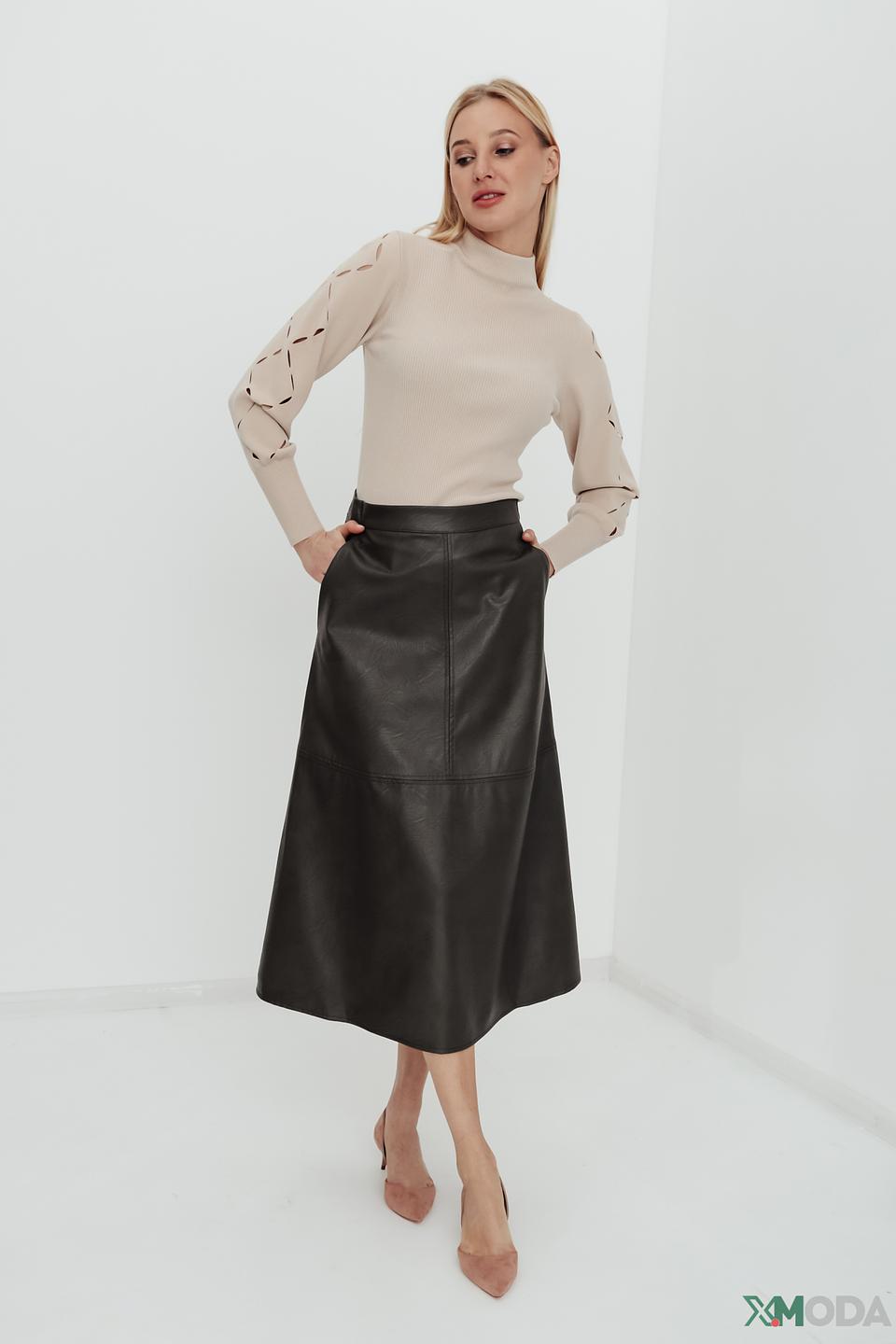 Юбка Icona кожаная чёрная