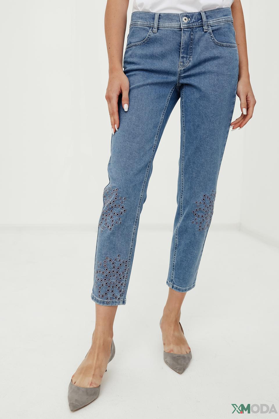 Джинсы Taifun с вышивкой голубые