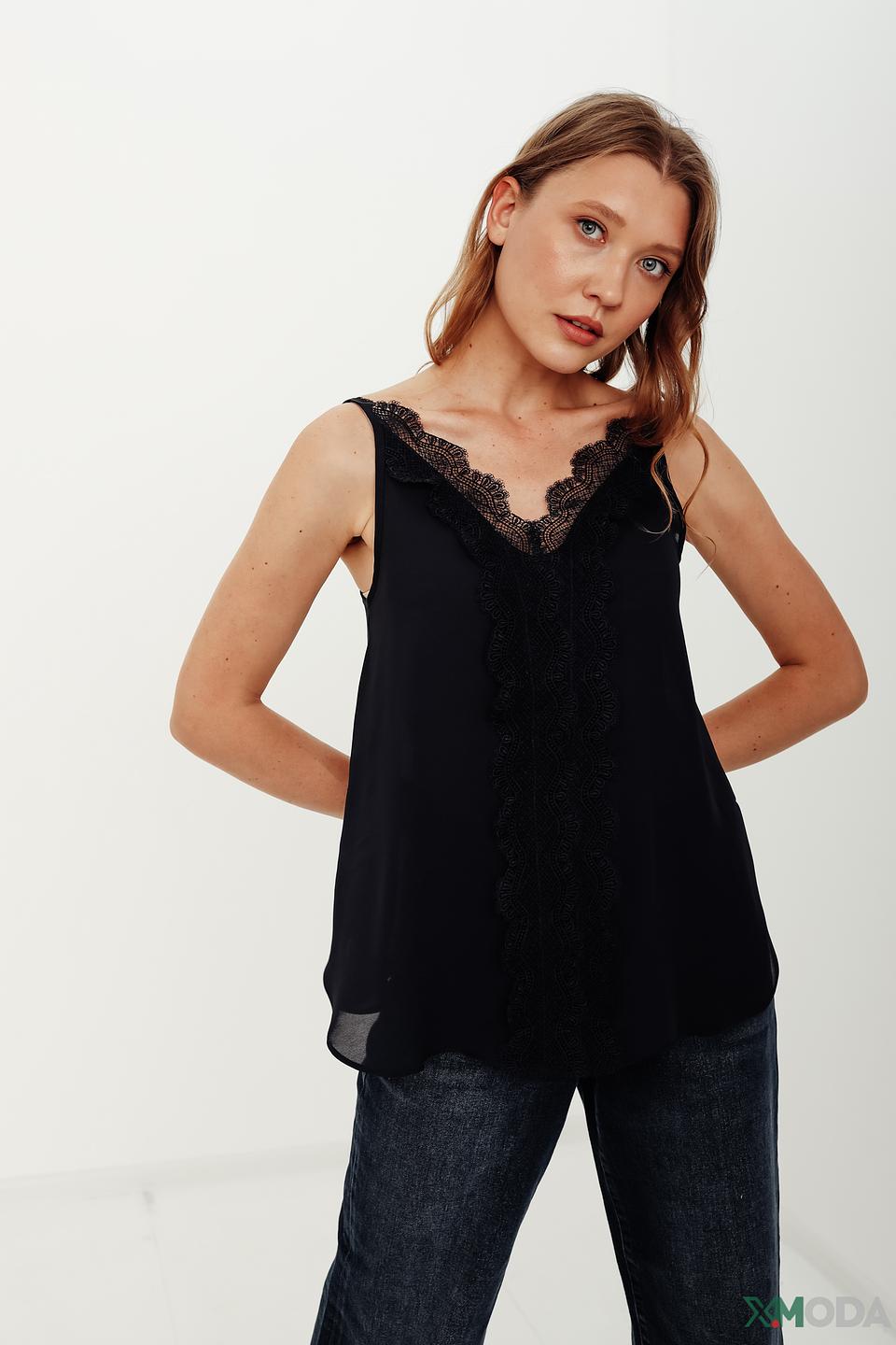 Топ Pezzo с кружевом чёрный
