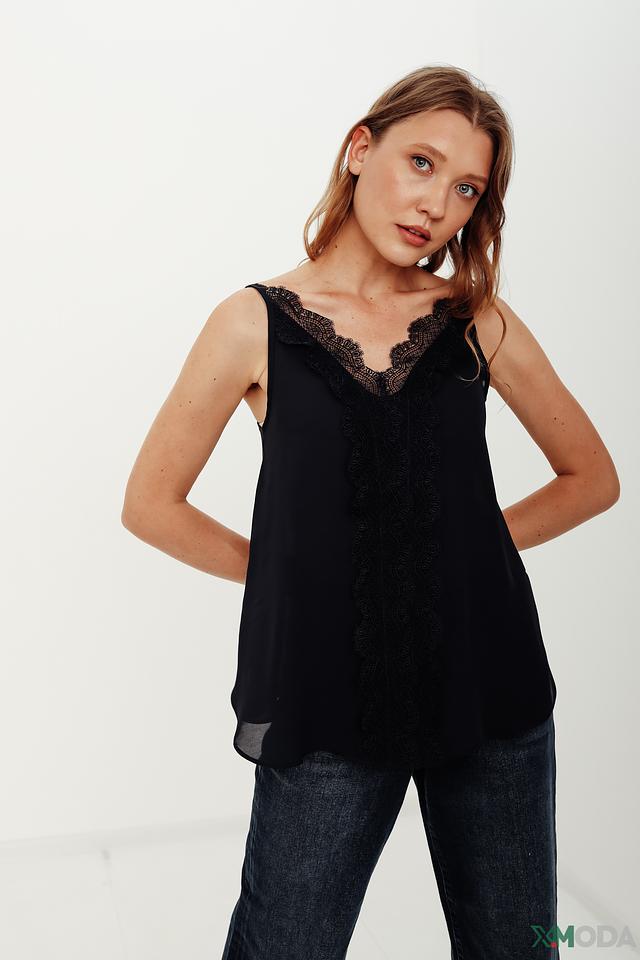 Топ Pezzo с кружевом чёрный
