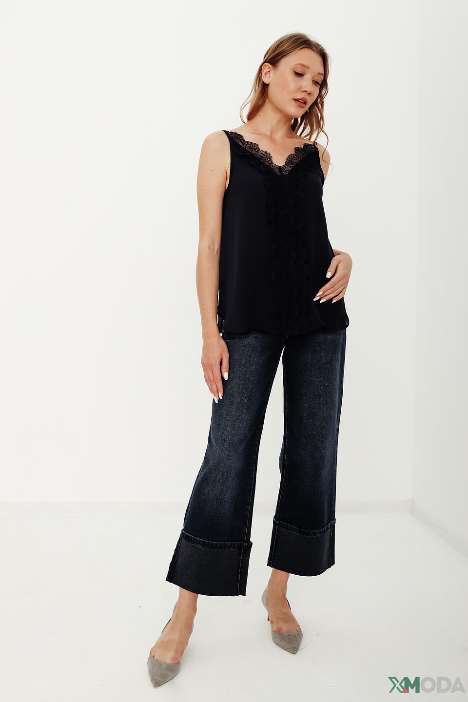Топ Pezzo с кружевом чёрный