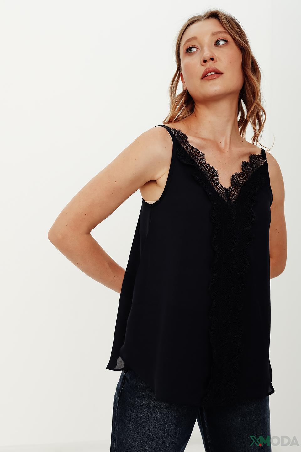 Топ Pezzo с кружевом чёрный