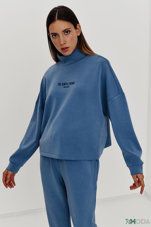 Пуловер Marc Aurel голубой с надписью