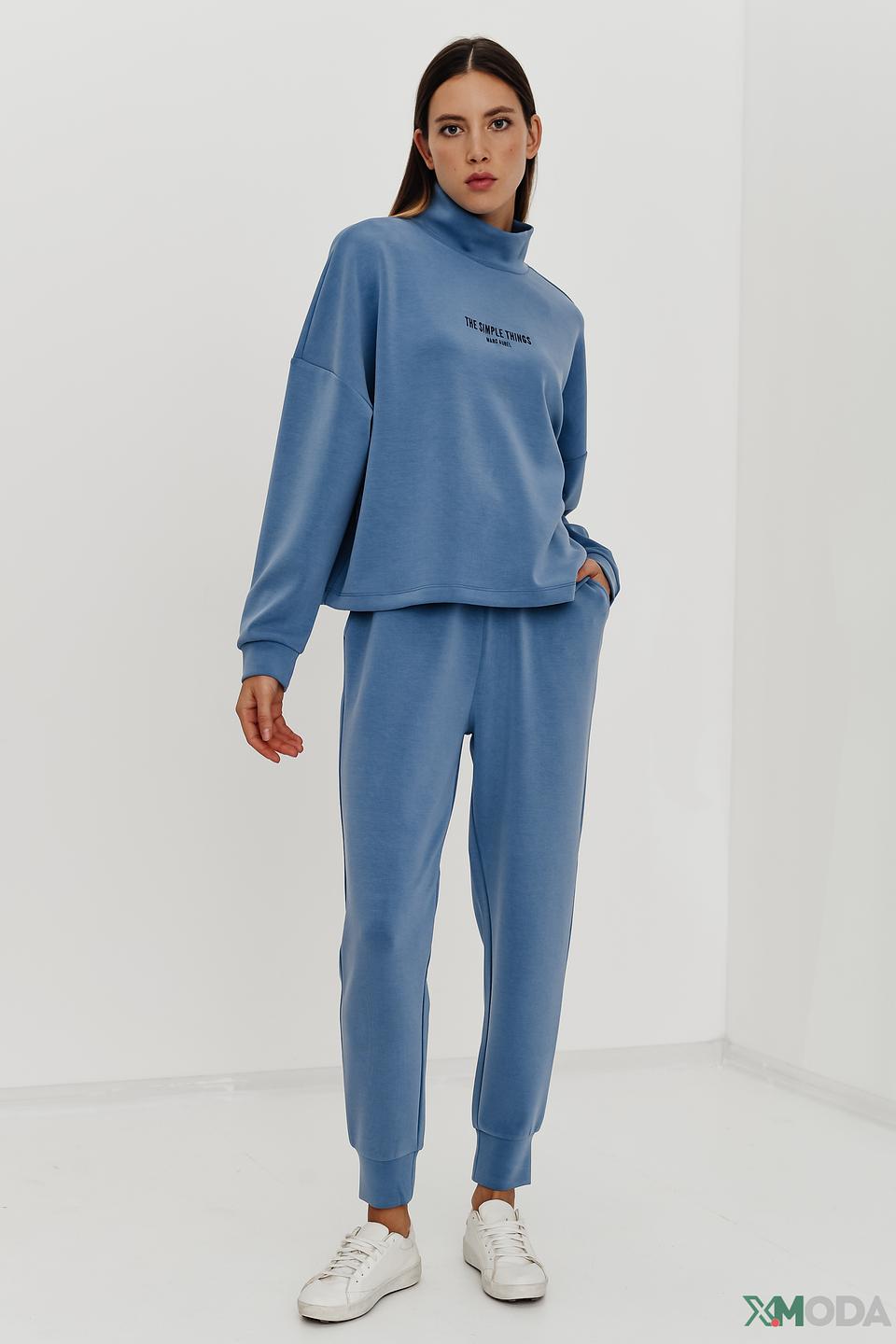 Пуловер Marc Aurel голубой с надписью