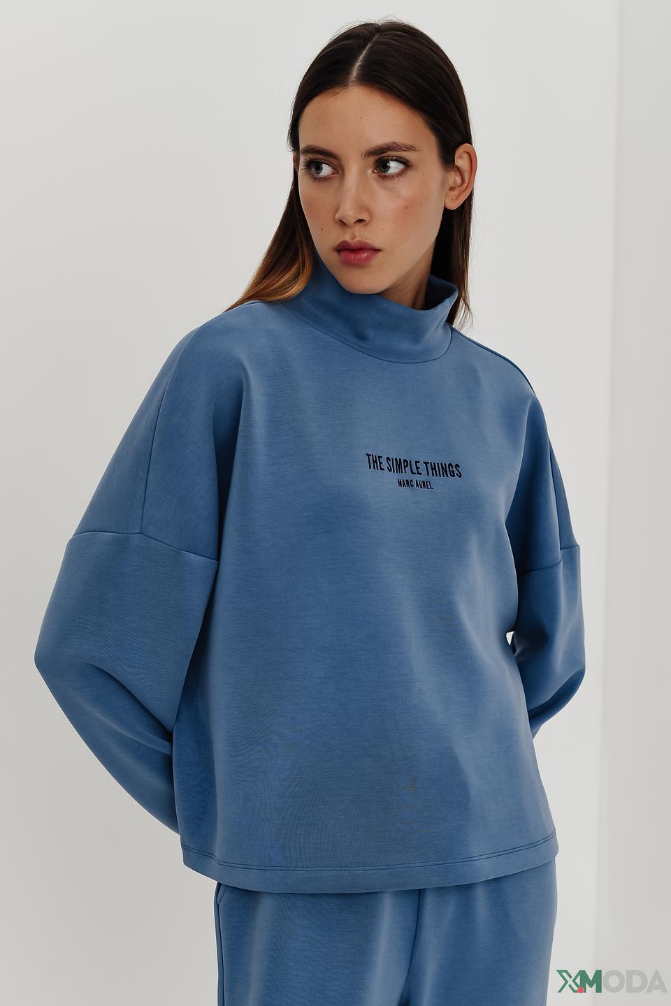 Пуловер Marc Aurel голубой с надписью