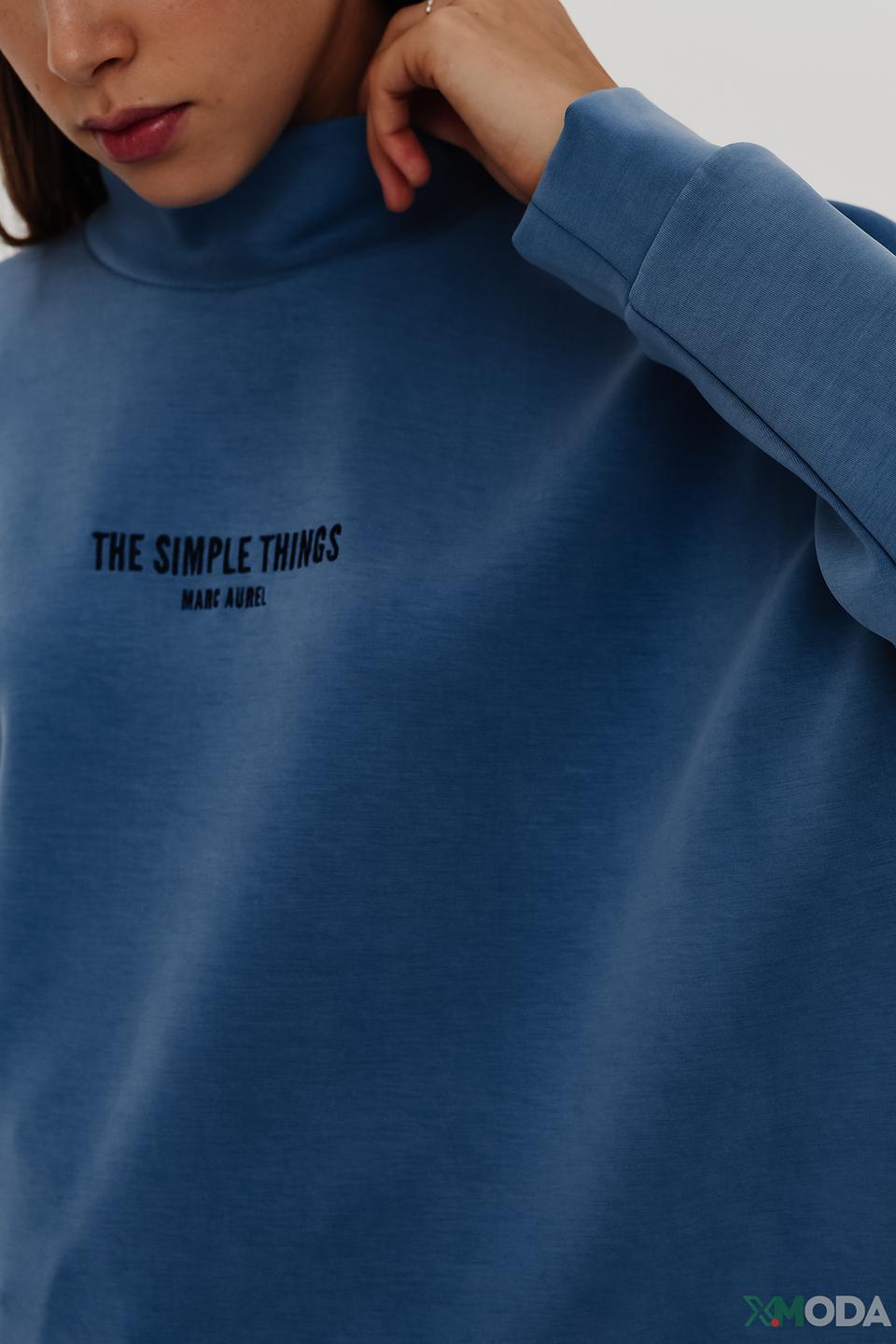 Пуловер Marc Aurel голубой с надписью