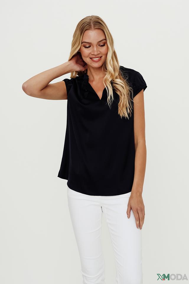 Блуза Comma чёрная с воротником