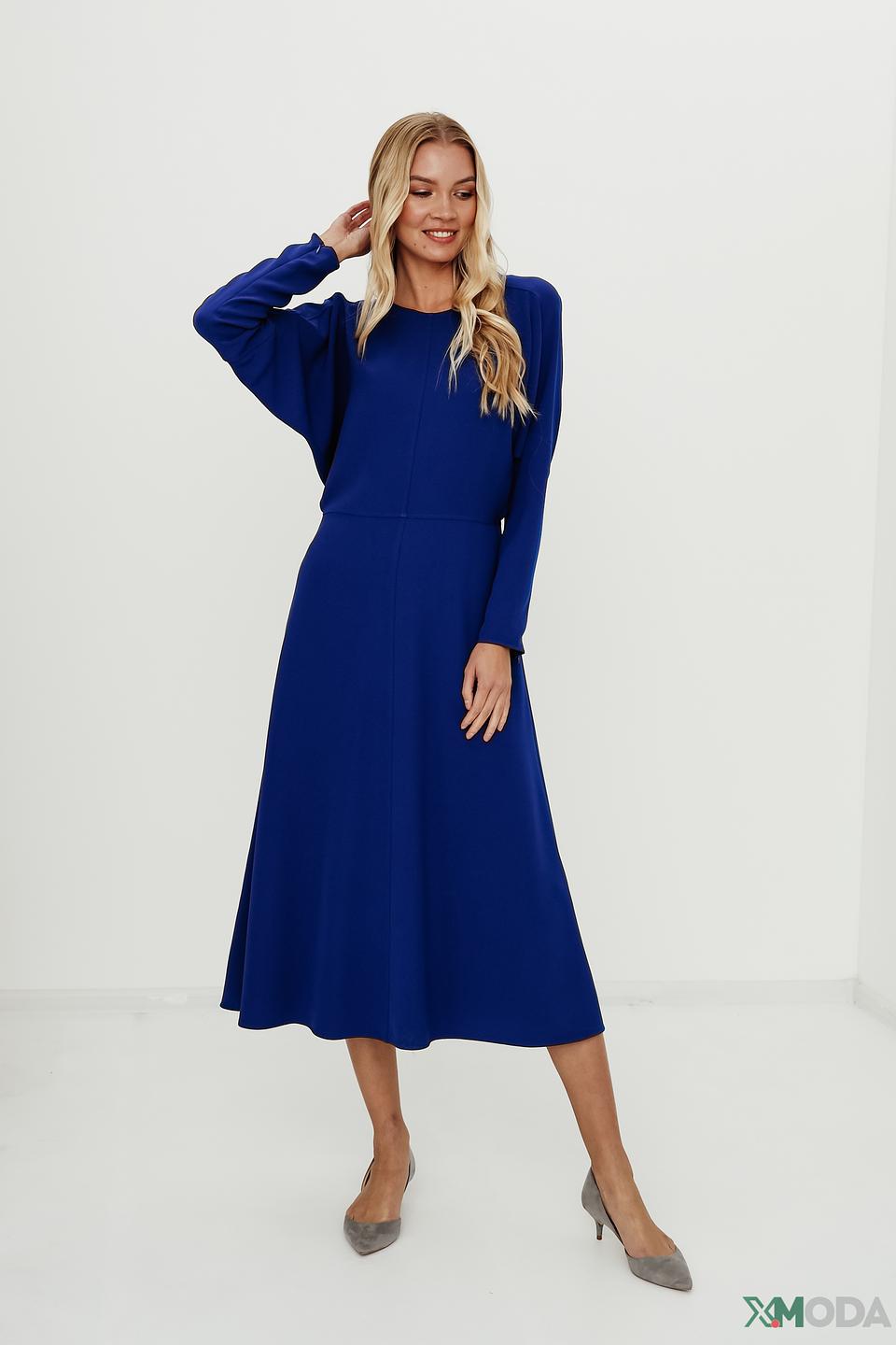 Платье Luisa Cerano синее с рукавами-крыльями