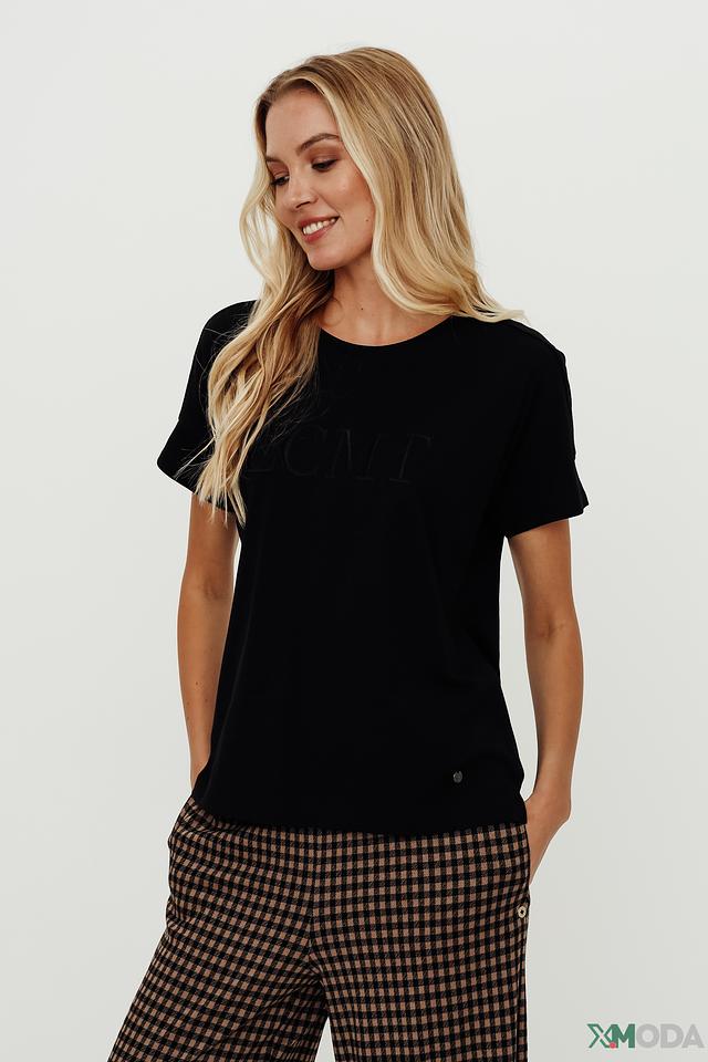 Футболка Lecomte женская черная с логотипом