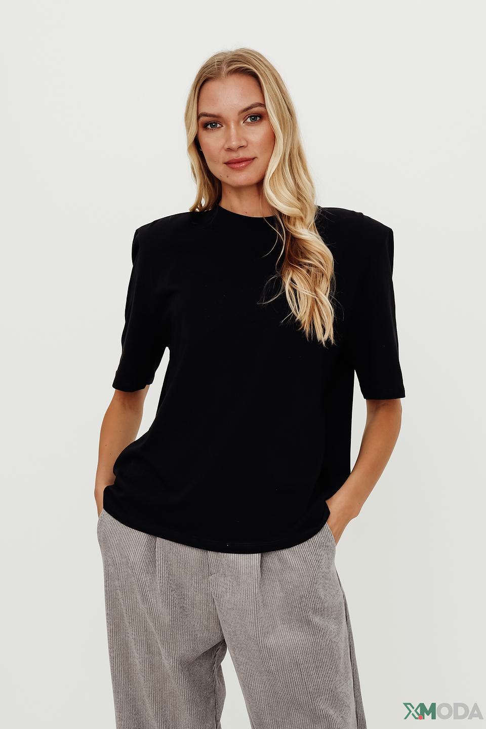 Футболка Icona женская с плечами чёрная