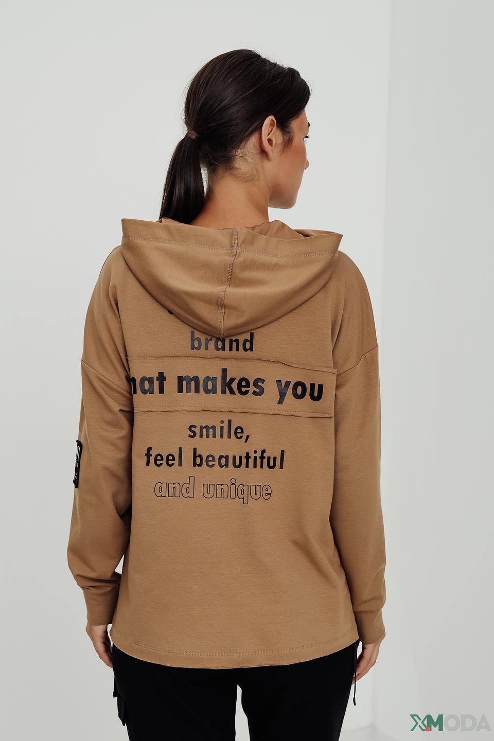 Толстовка Lecomte с логотипом бежевая