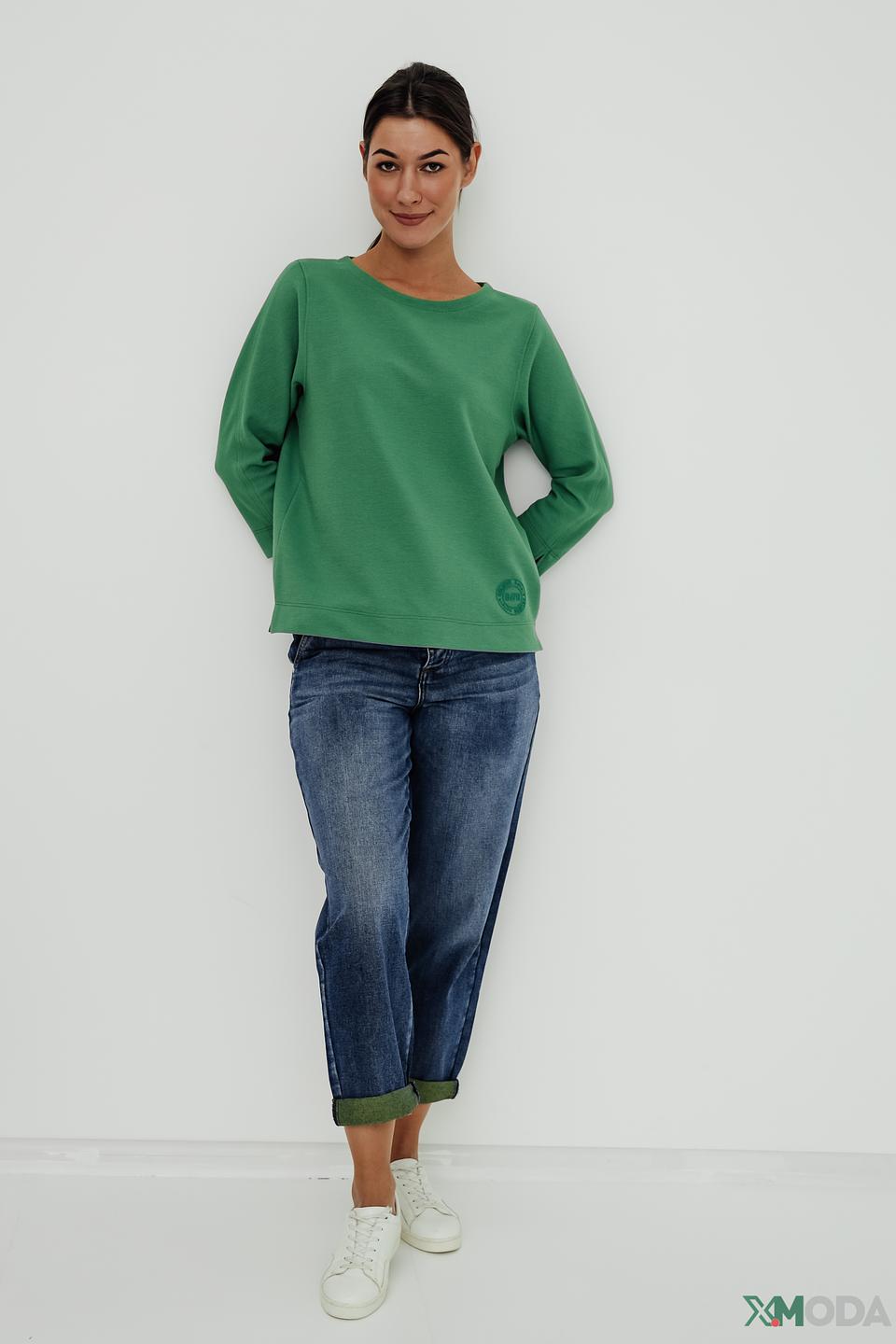 Пуловер Bianca зелёный с разрезами