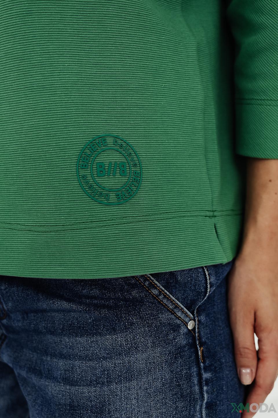 Пуловер Bianca зелёный с разрезами