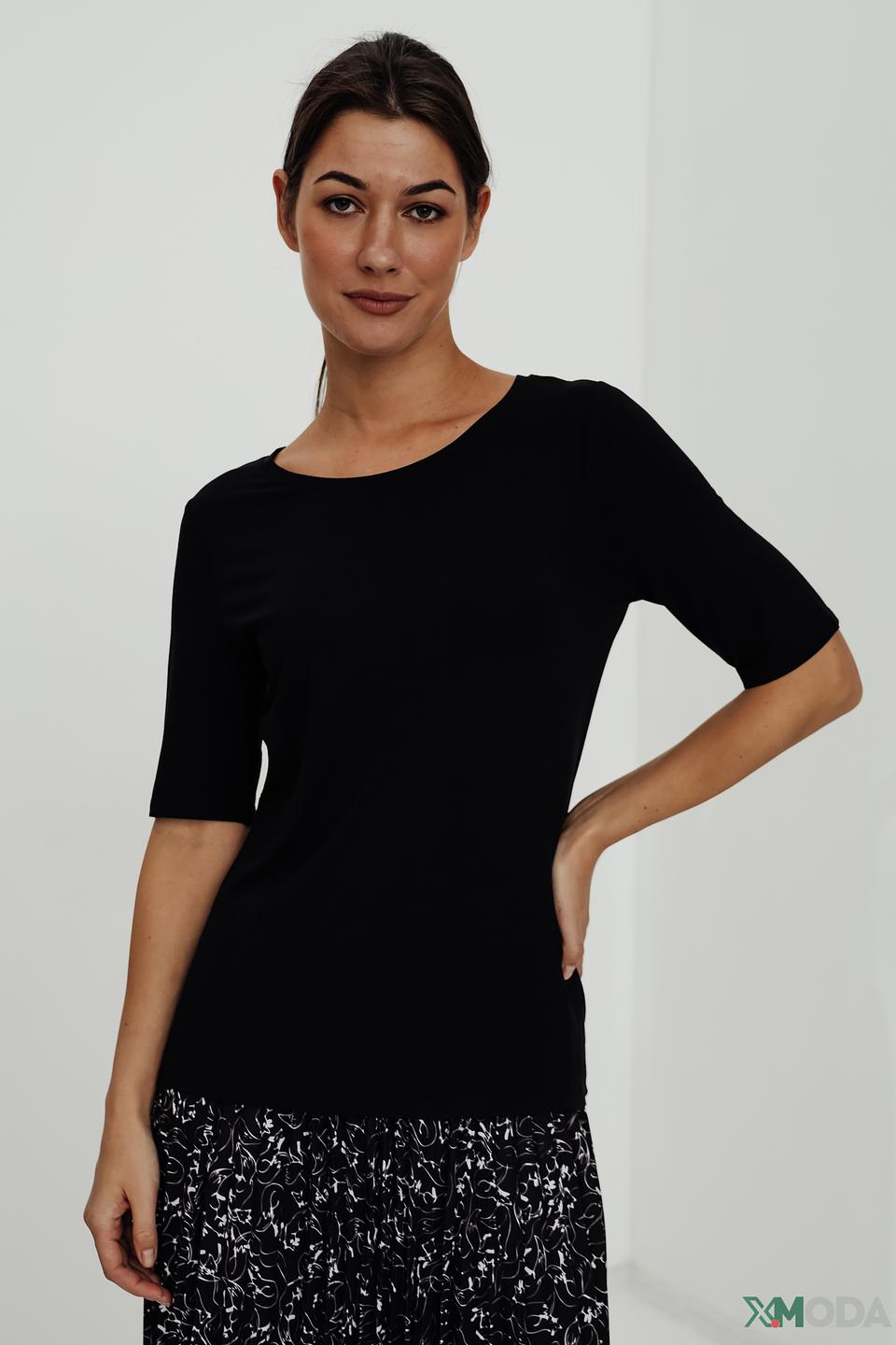 Джемпер Oui чёрный с коротким рукавом