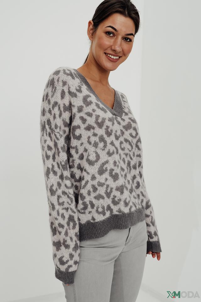 Пуловер UNQ женский с леопардовым принтом