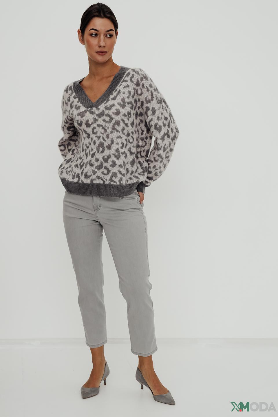 Пуловер UNQ женский с леопардовым принтом