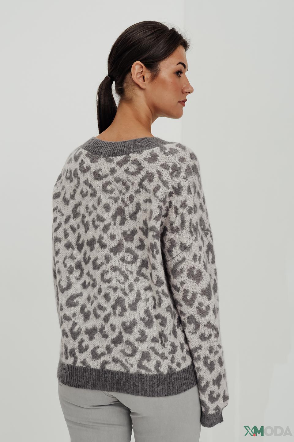 Пуловер UNQ женский с леопардовым принтом