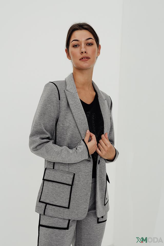 Жакет Monari серый с черной отделкой