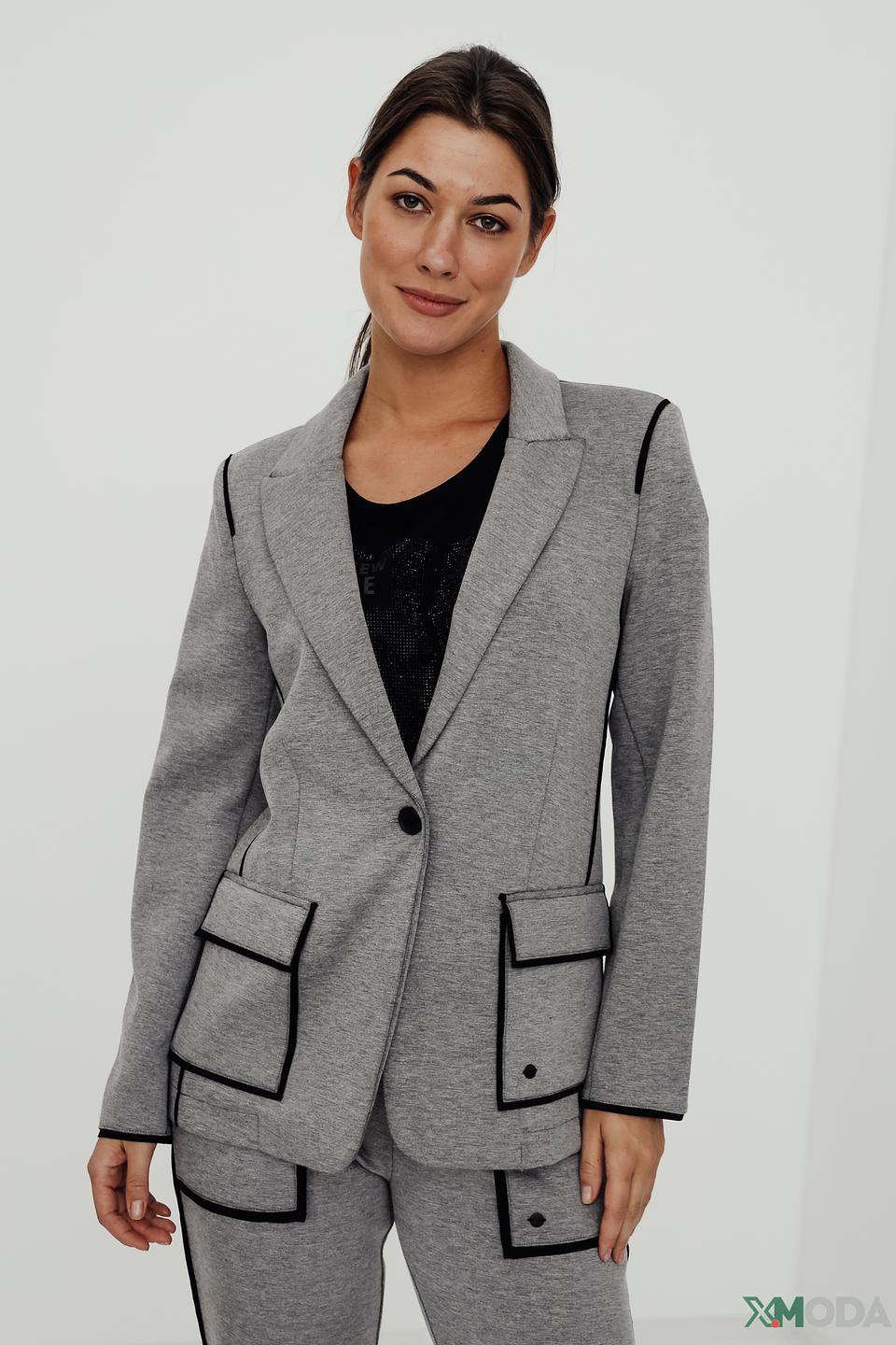 Жакет Monari серый с черной отделкой