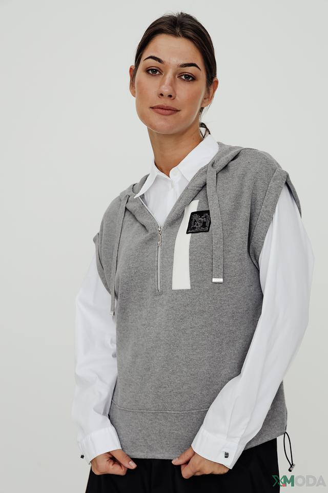 Пуловер Monari серый с капюшоном