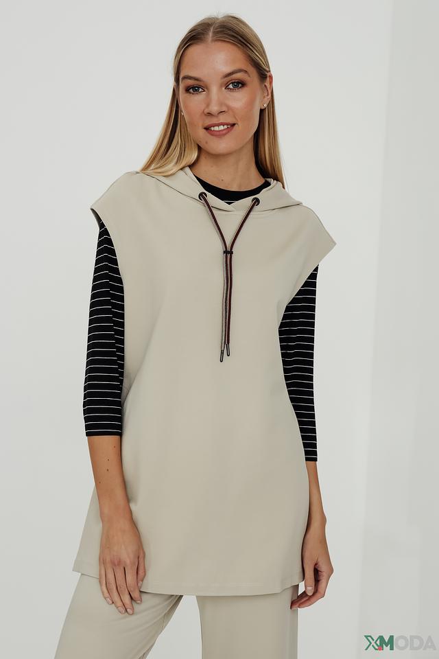 Жилет Taifun с капюшоном бежевый