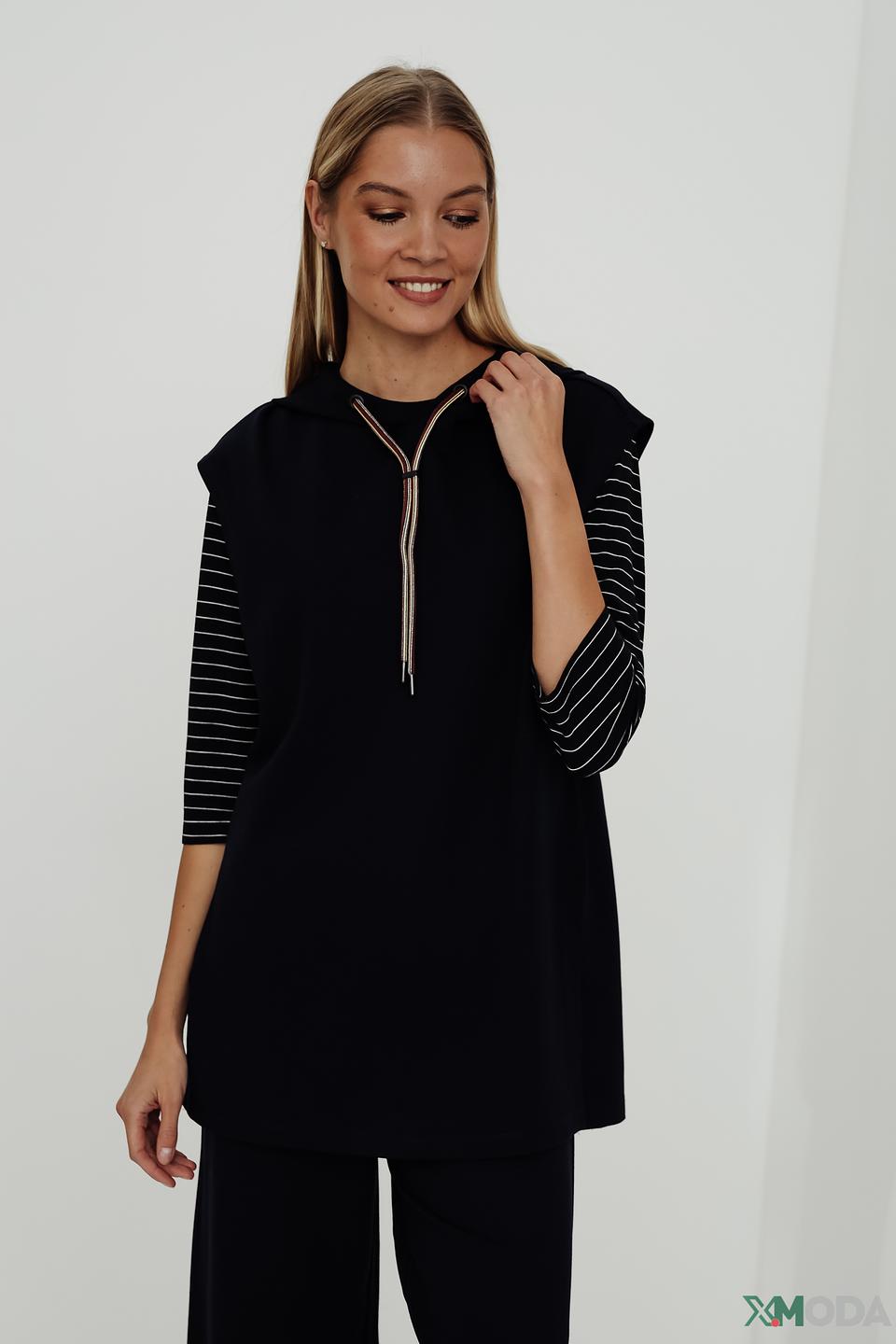 Жилет Taifun с полосками чёрный