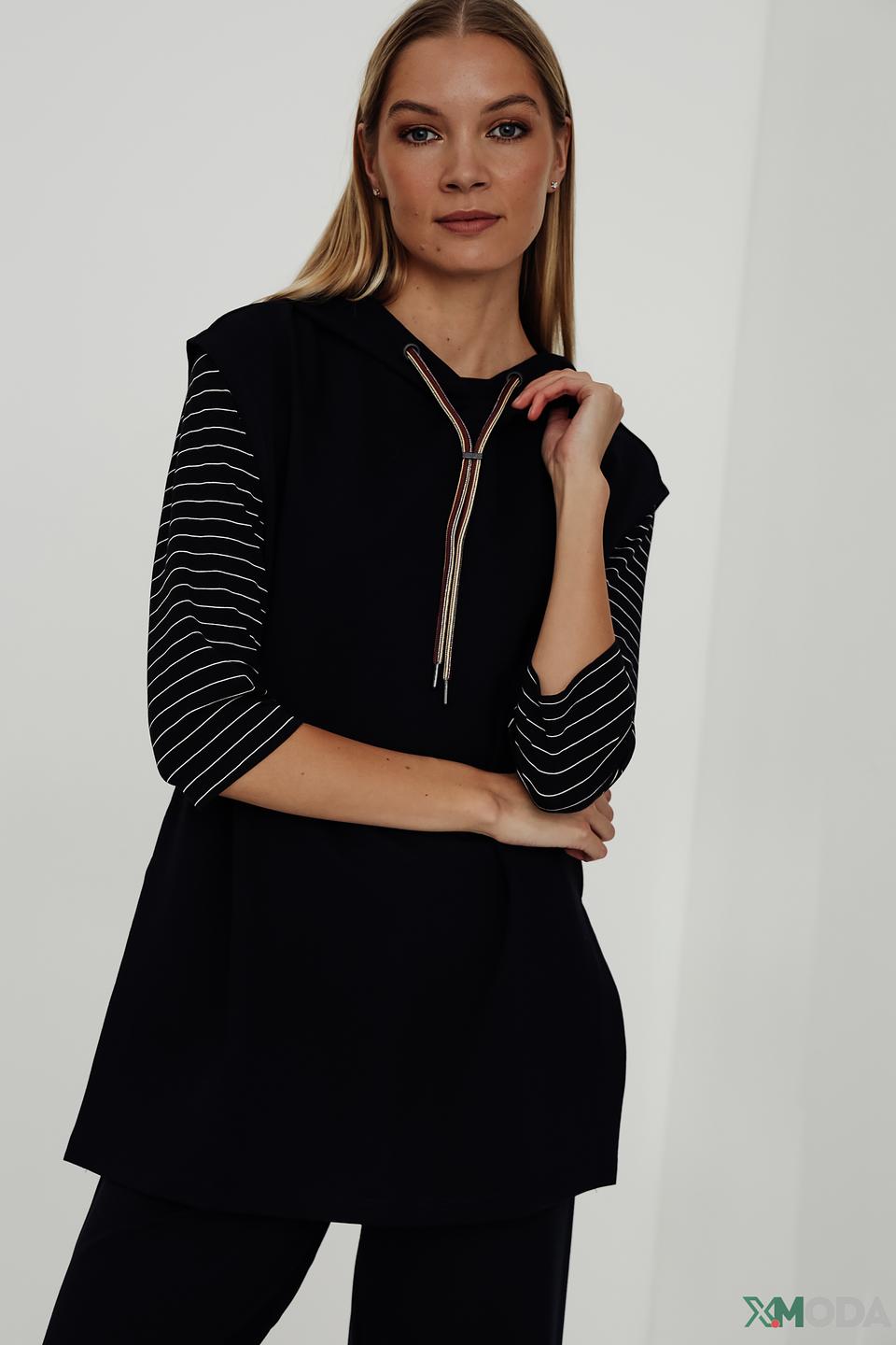 Жилет Taifun с полосками чёрный