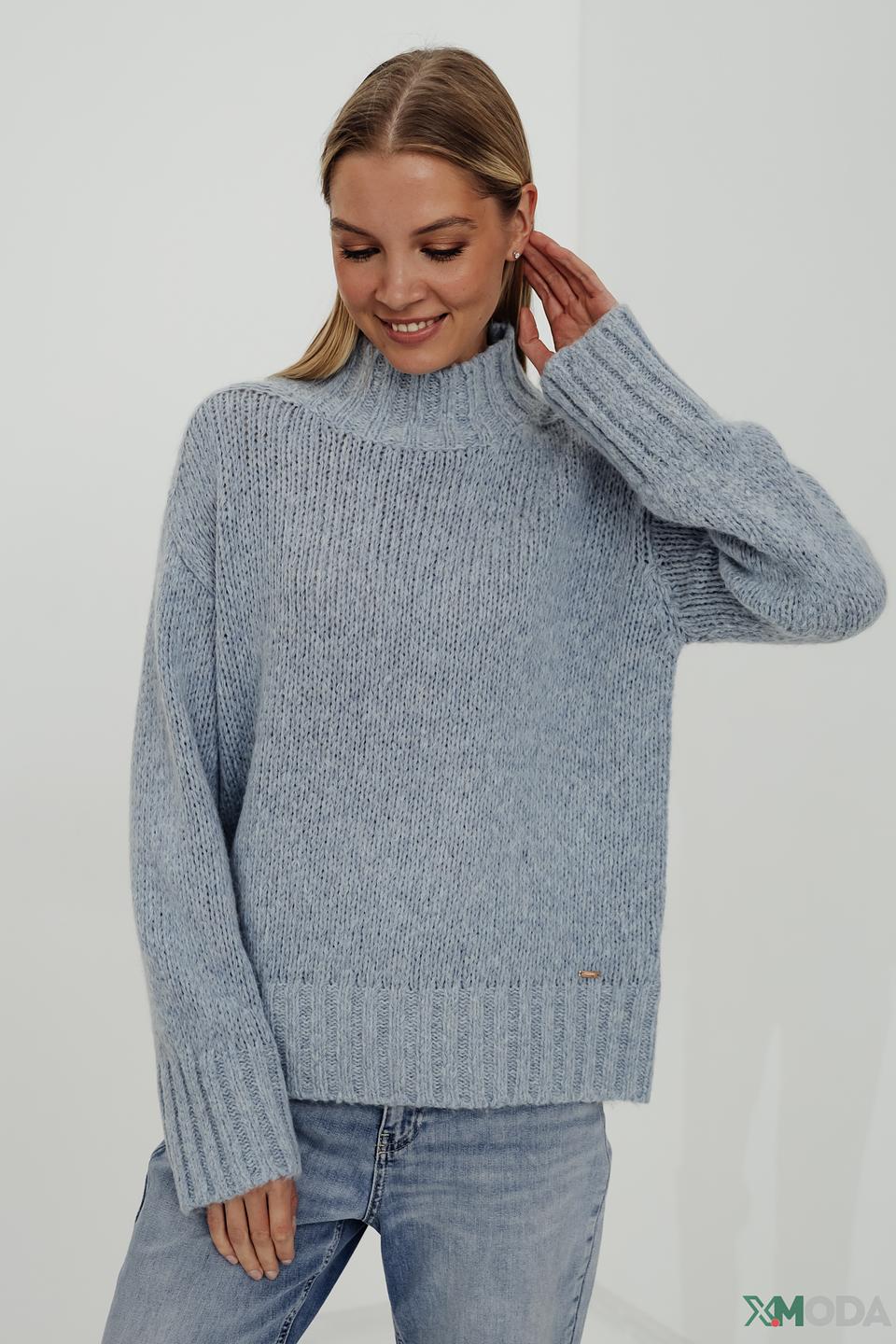Пуловер Cinque голубой с горлом