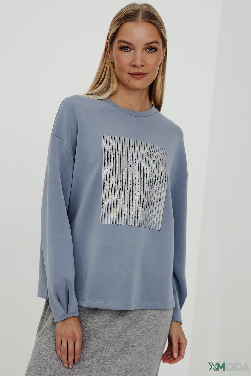 Пуловер Taifun с принтом голубой