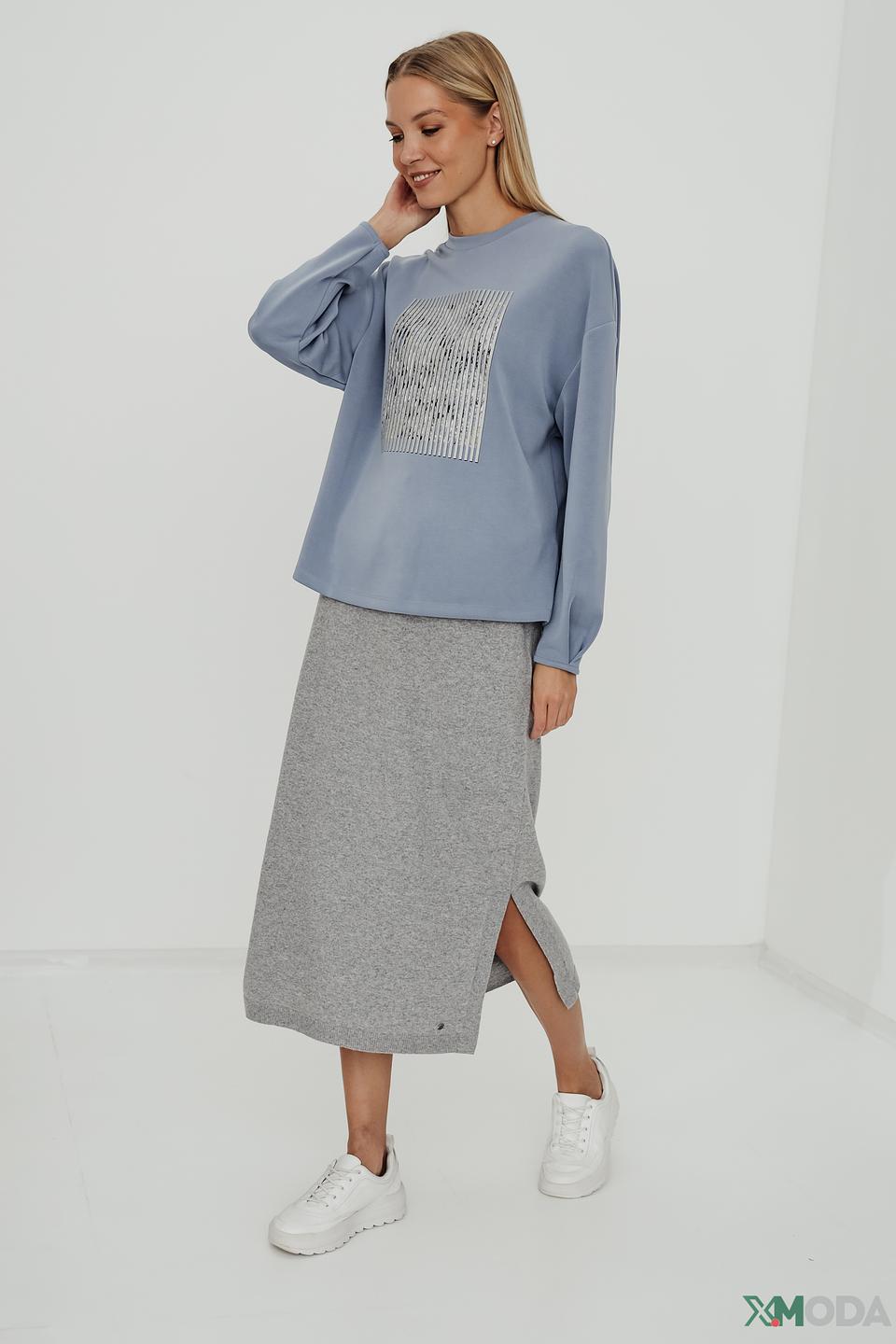 Пуловер Taifun с принтом голубой