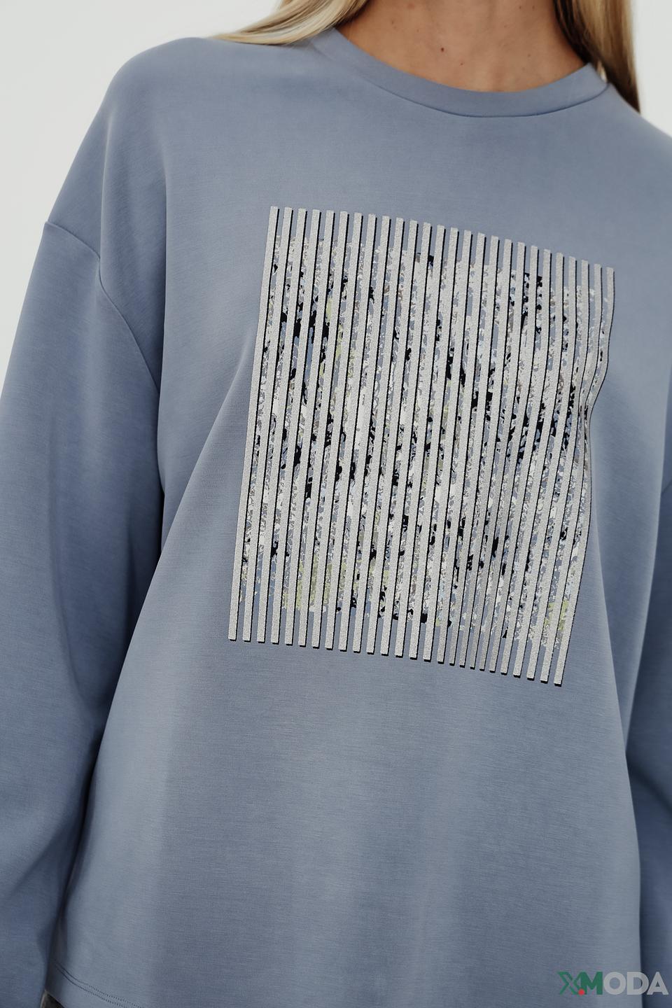 Пуловер Taifun с принтом голубой