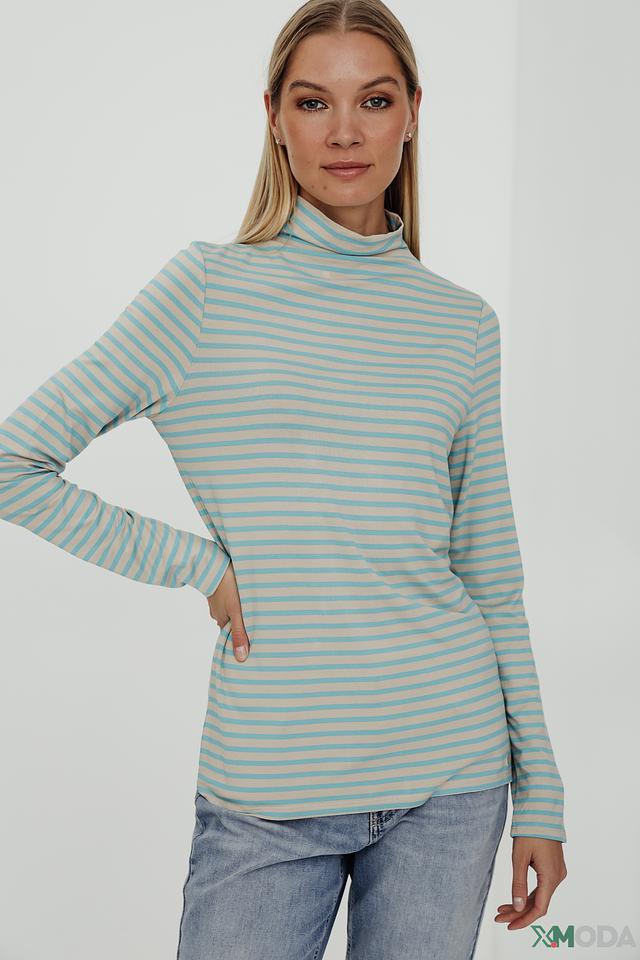 Водолазка Oui в полоску бежево-голубая