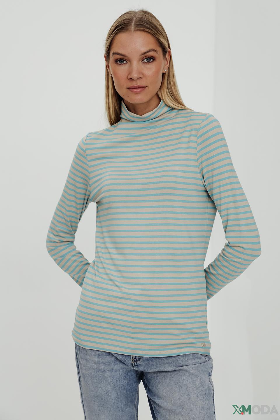 Водолазка Oui в полоску бежево-голубая