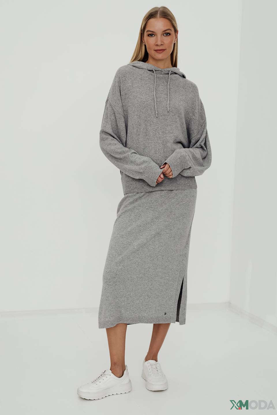 Пуловер Bugatti с капюшоном серый