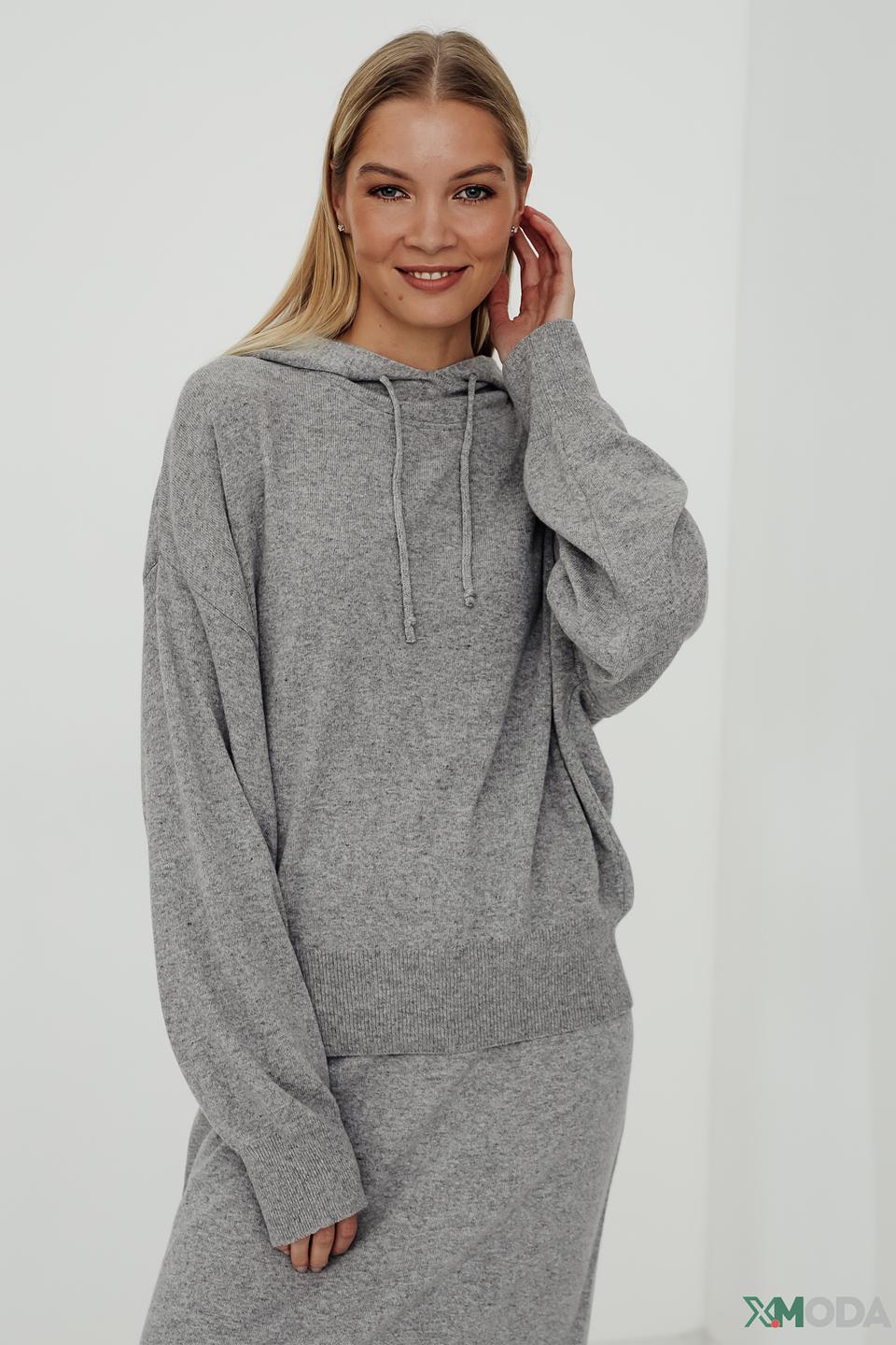 Пуловер Bugatti с капюшоном серый