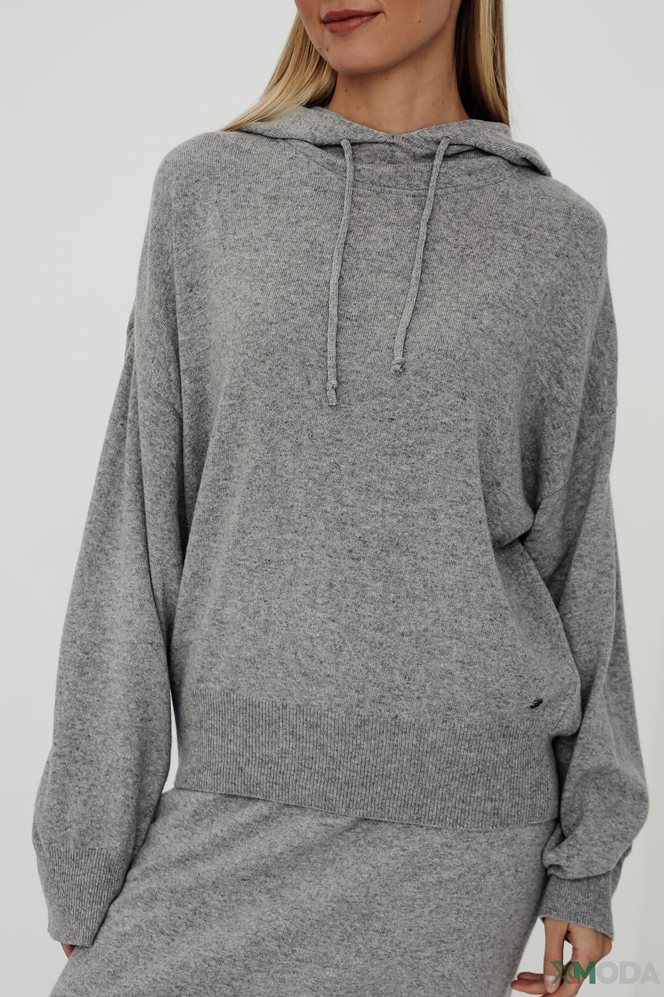 Пуловер Bugatti с капюшоном серый