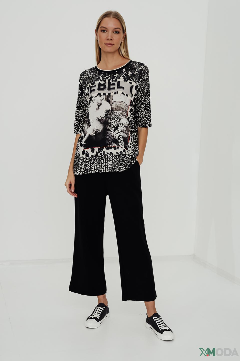 Брюки трикотажные Oui чёрные