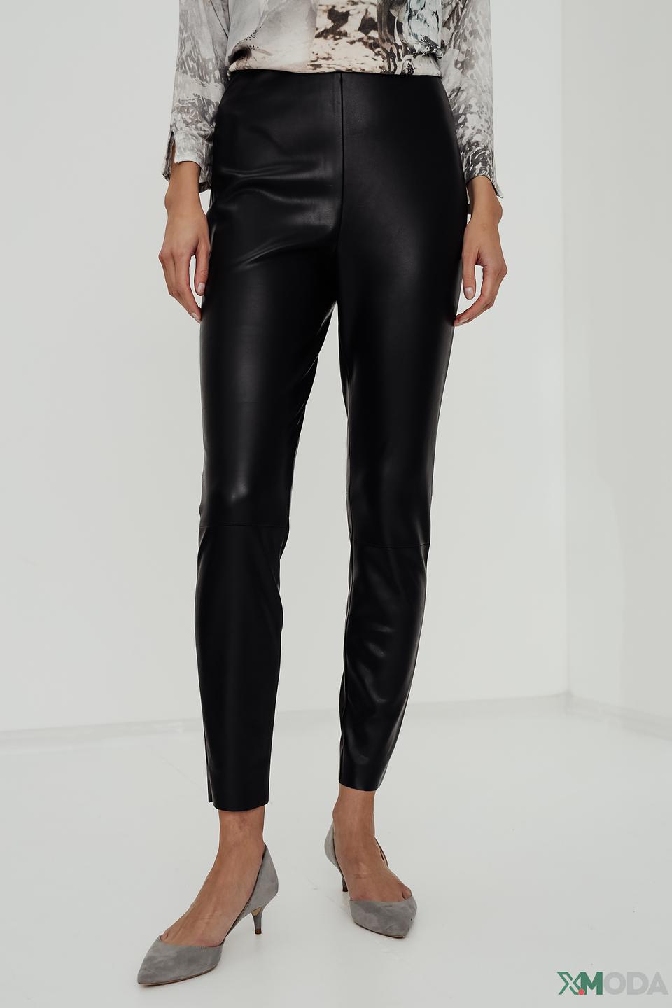 Брюки Oui из экокожи чёрные