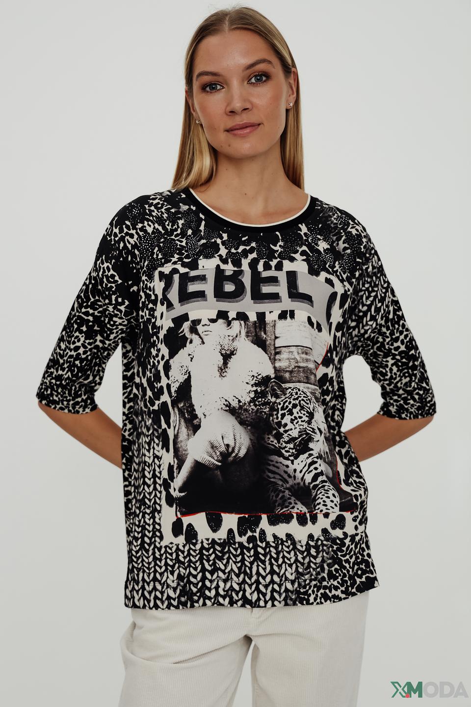 Блуза Oui с принтом Rebel