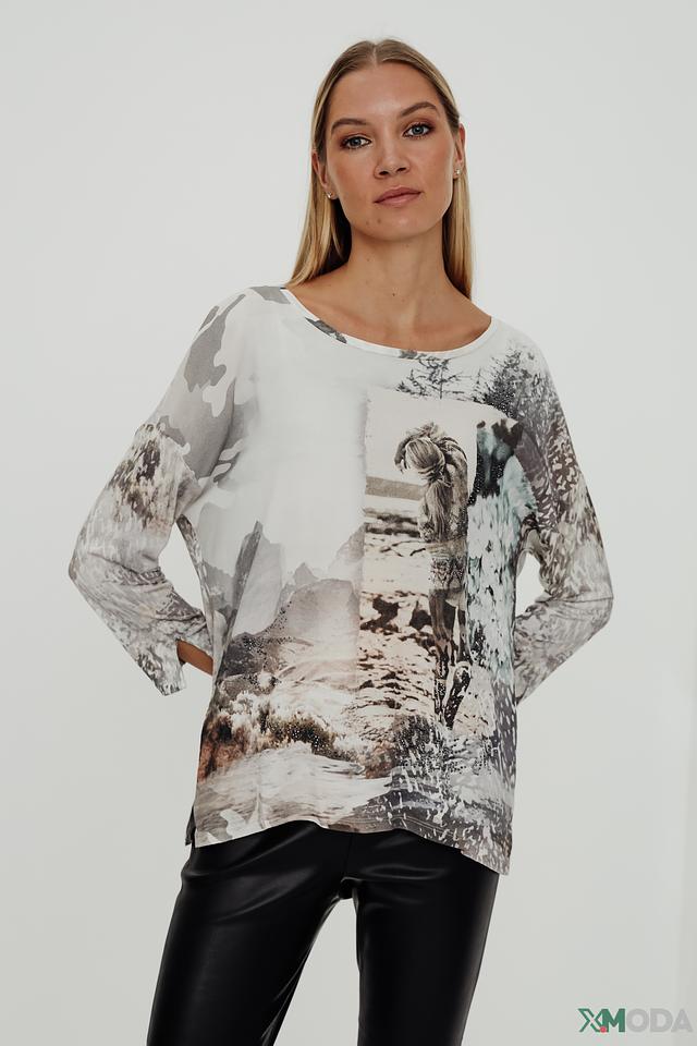 Блуза Oui с принтом лошадей