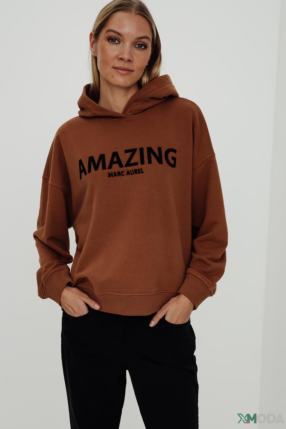 Толстовка Marc Aurel коричневая с принтом