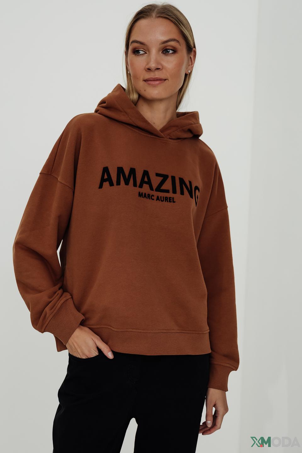 Толстовка Marc Aurel коричневая с принтом