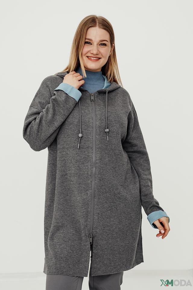 Жакет Samoon с капюшоном серый