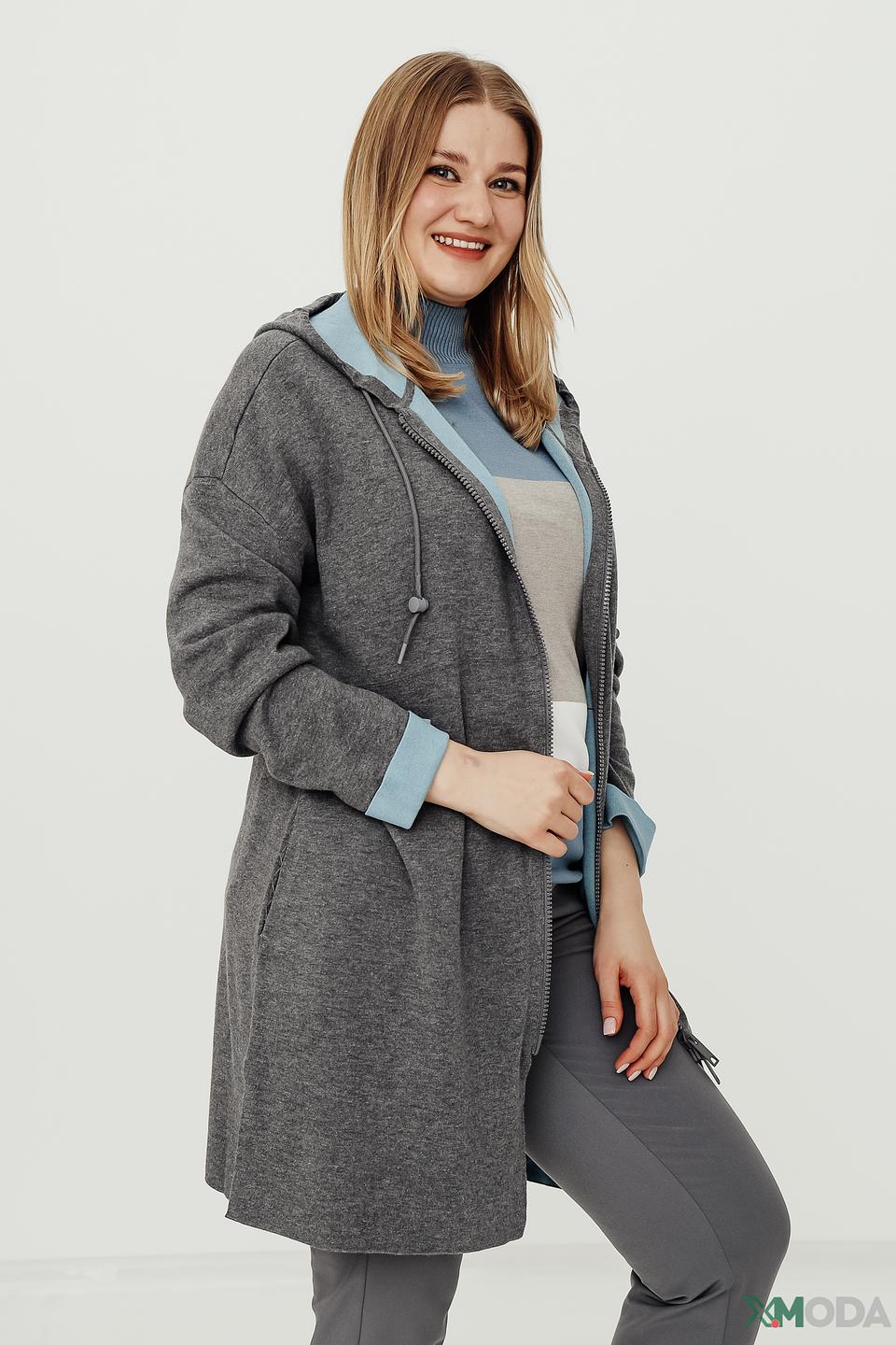 Жакет Samoon с капюшоном серый