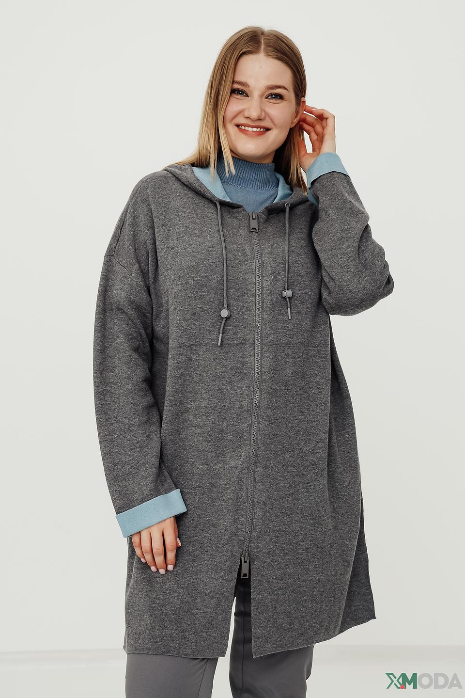 Жакет Samoon с капюшоном серый