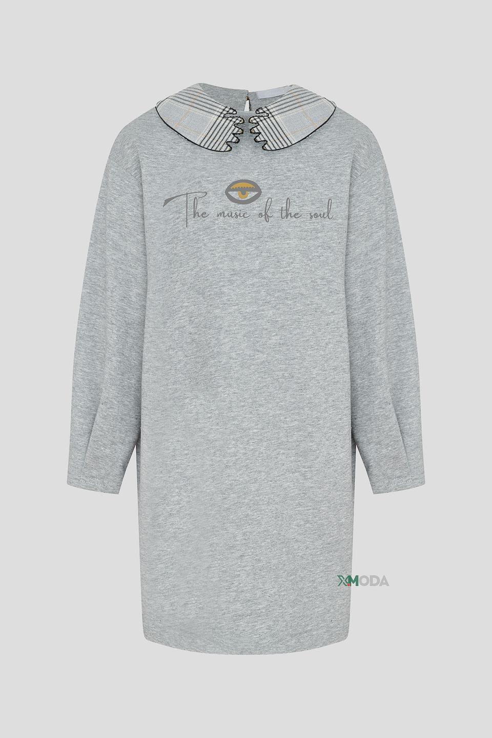 Платье Choupette серое с воротником